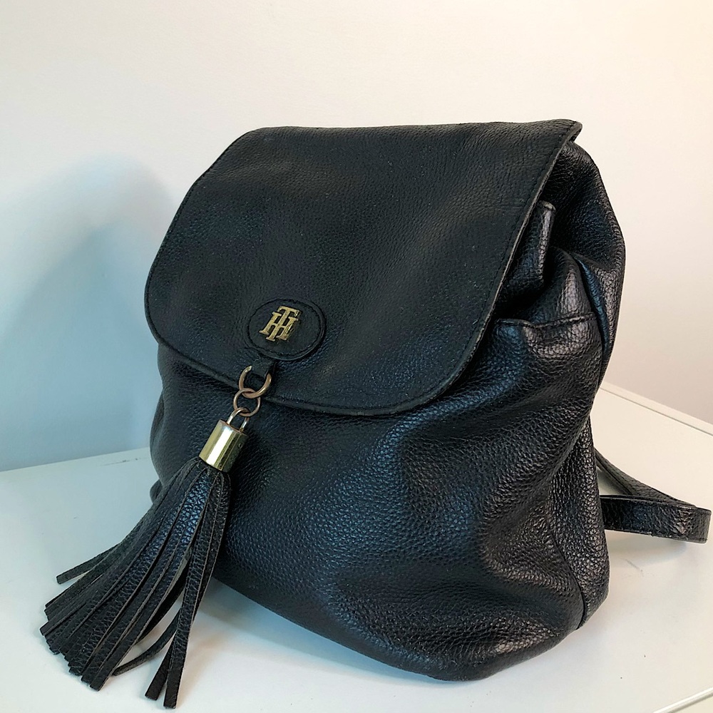 Black Leather Backpack - Tommy Hilfiger